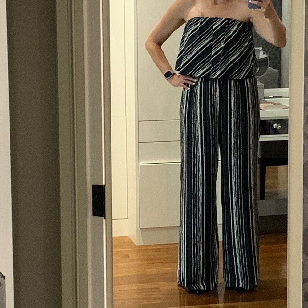 Tyche black and cream strapless jumpsuit